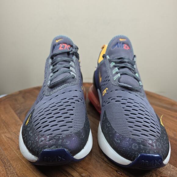 Nike Air Max 270 Womens Gray Blue Yellow Red Size 8 Low Top Shoes Sneakers - Picture 4 of 10